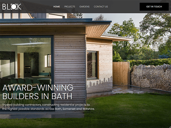 Bespoke website designed for a builder in Bath - blokbuilding.co.uk